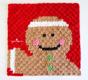 gingerbread c2c crochet square - featured image