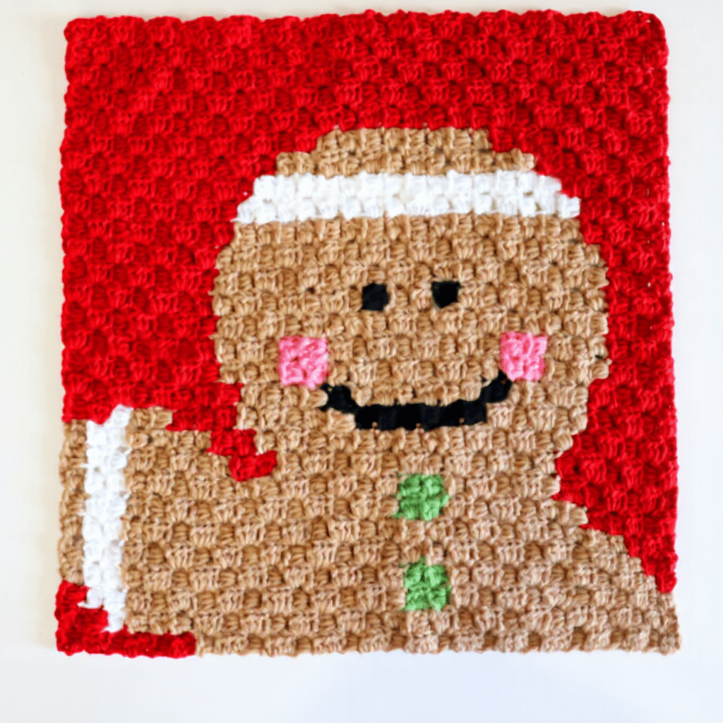 gingerbread man c2c square crochet project crochet project detail 1