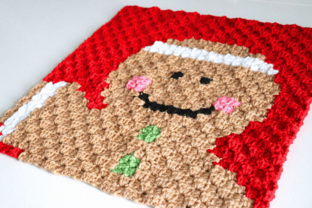 gingerbread man c2c square crochet project crochet project detail 3