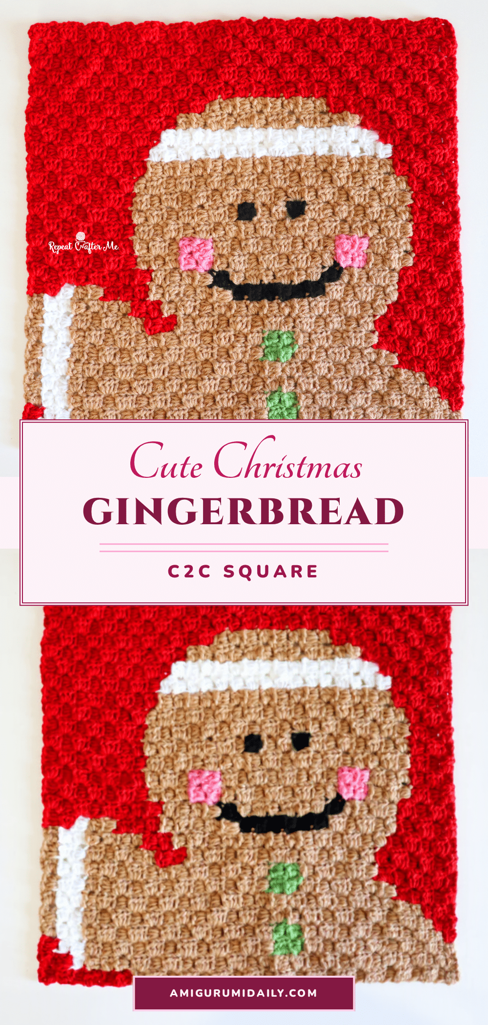gingerbread man c2c square crochet pattern