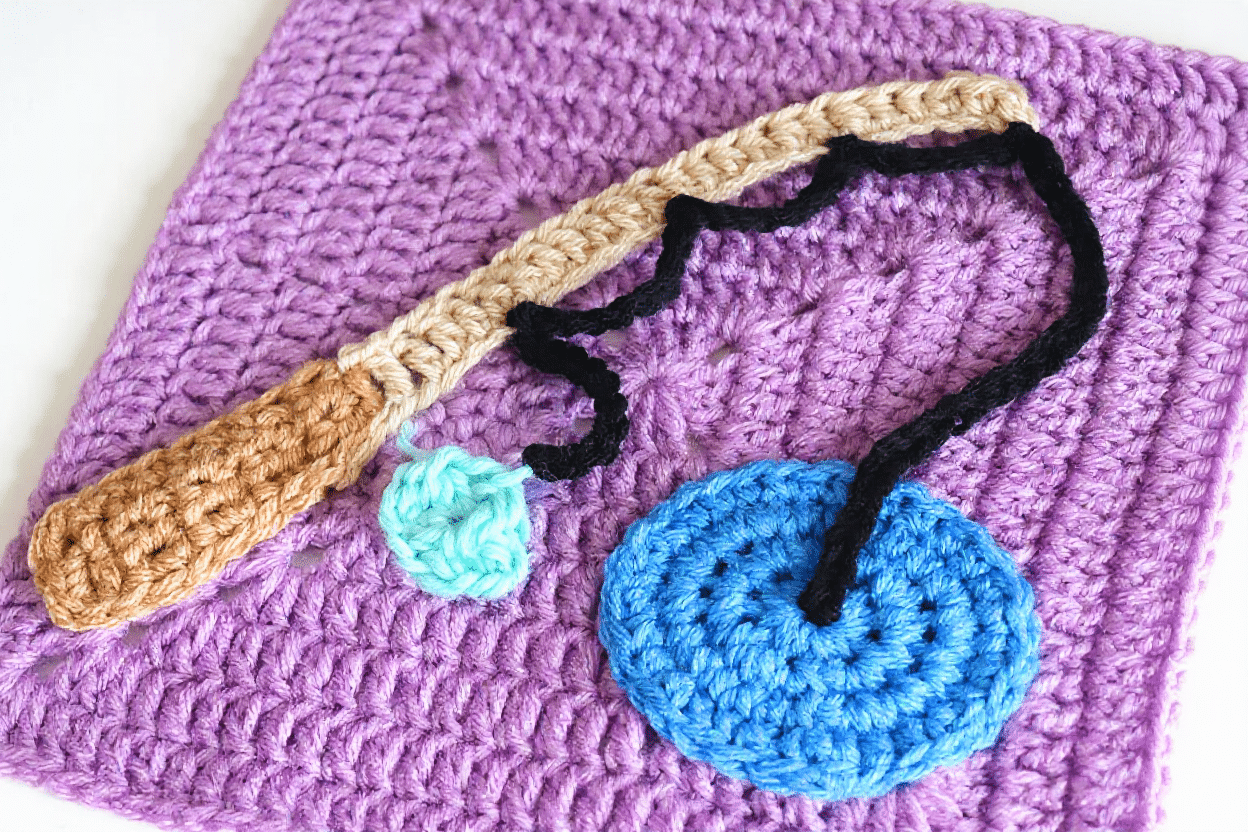 ice fishing pond appliqué crochet project crochet project detail 1