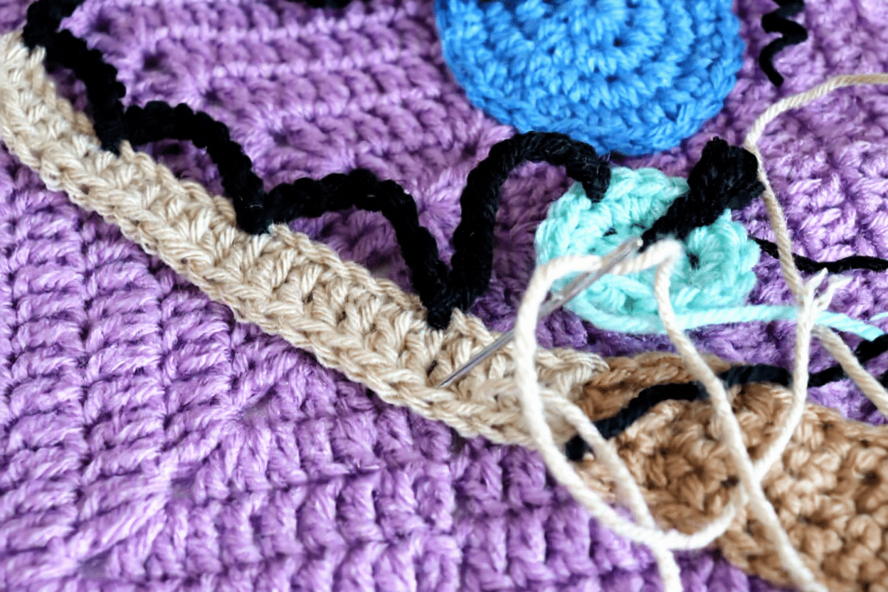 ice fishing pond appliqué crochet project crochet project detail 6