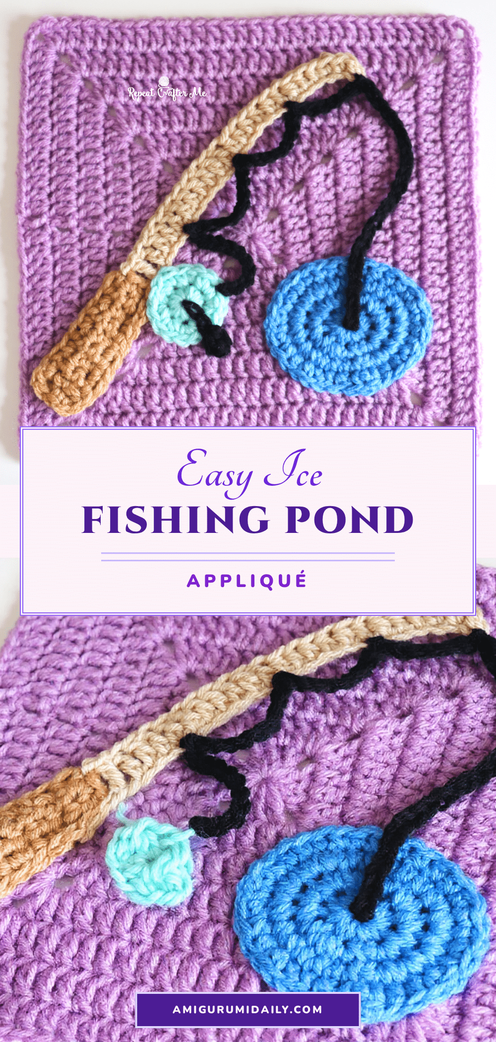 ice fishing pond appliqué crochet pattern