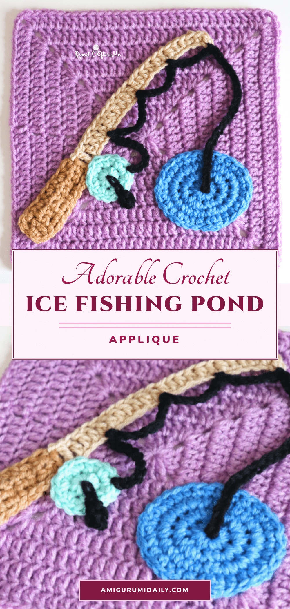 ice fishing pond applique crochet pattern