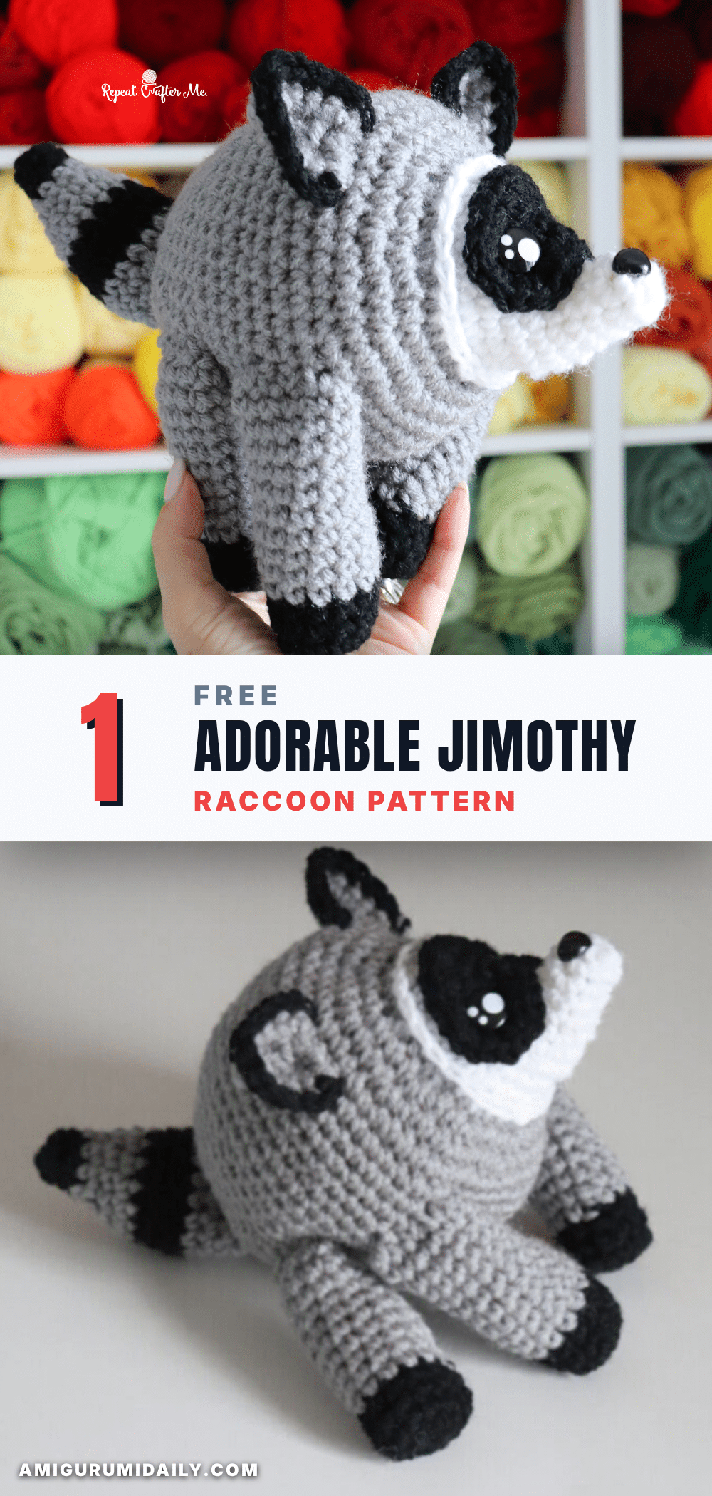 Jimothy the Raccoon Amigurumi crochet pattern
