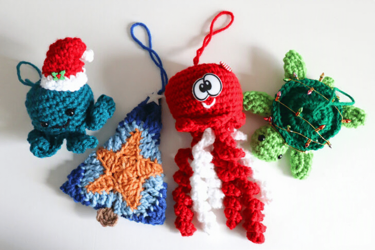 under the sea christmas ornaments crochet project crochet project detail 3